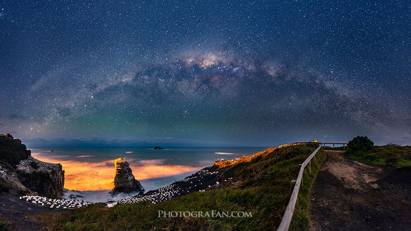 ニュージーランドで撮影した天の川のアーチ