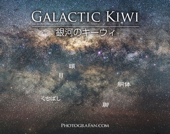 天の川に現れるGalactic Kiwi 銀河のキーウィ