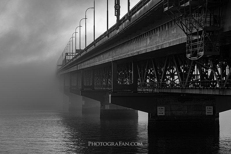 霧のかかったハーバーブリッジ
