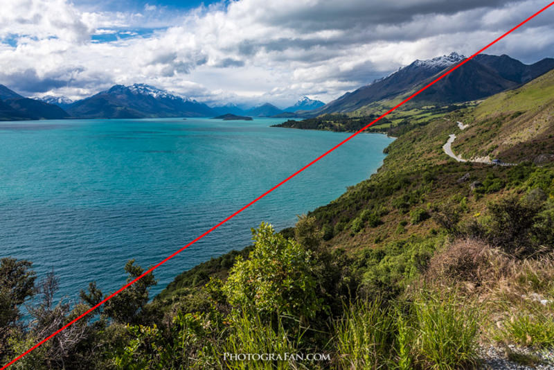 対角線構図の例：風景写真