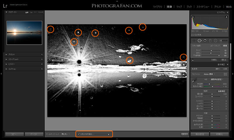 Lightroomのスポットの可視化