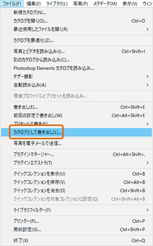 Lightroomのカタログとして書き出し