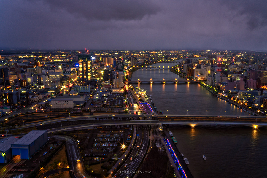 夜景をクロスフィルターで撮影