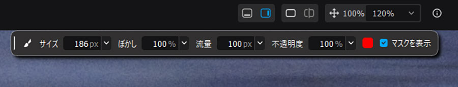 部分調整マスクのブラシツール
