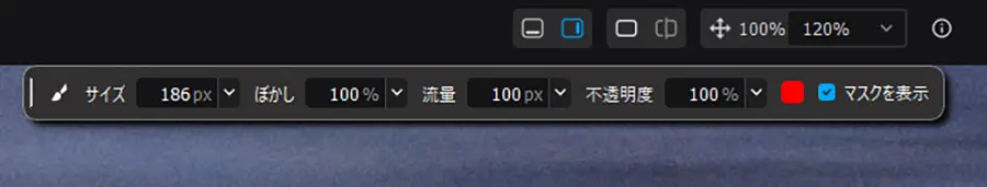 部分調整マスクのブラシツール